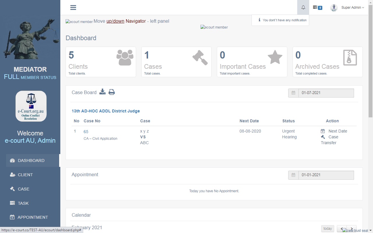 The Notifications Page